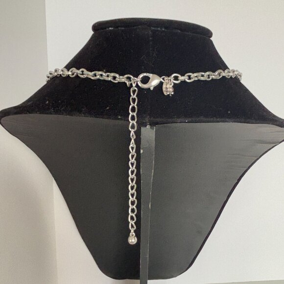 Chicos Long Silver Tone Textured Chain Necklace 34” Statement Layering Jewelry - Picture 4 of 6